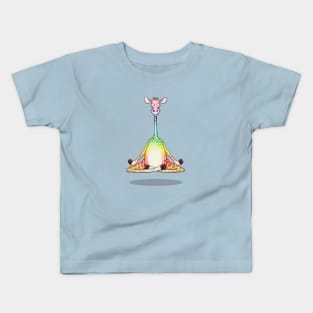 Levitating Meditating Giraffe Rainbow Kids T-Shirt